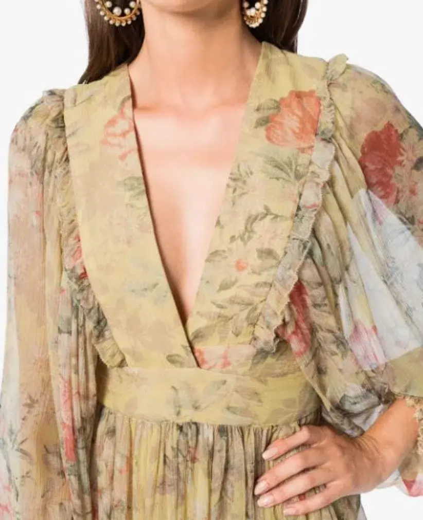 Zimmermann Melody Wrap Maxi Dress Floral Size 1/ AU 10 - Image 4
