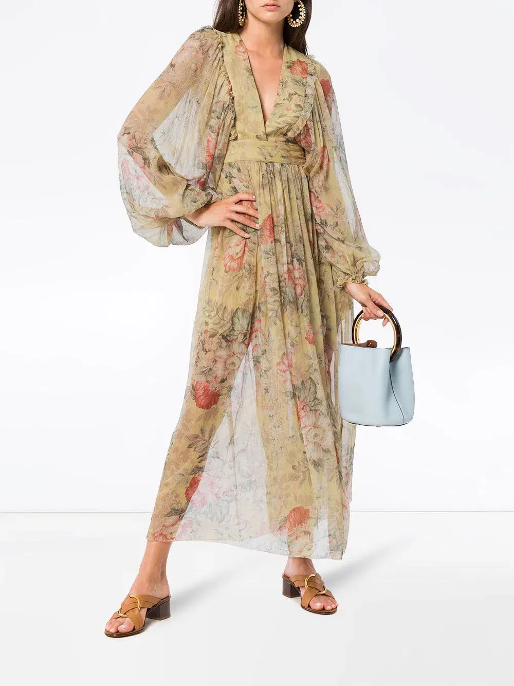 Zimmermann Melody Wrap Maxi Dress Floral Size 1/ AU 10 for rent on The Volte - main image