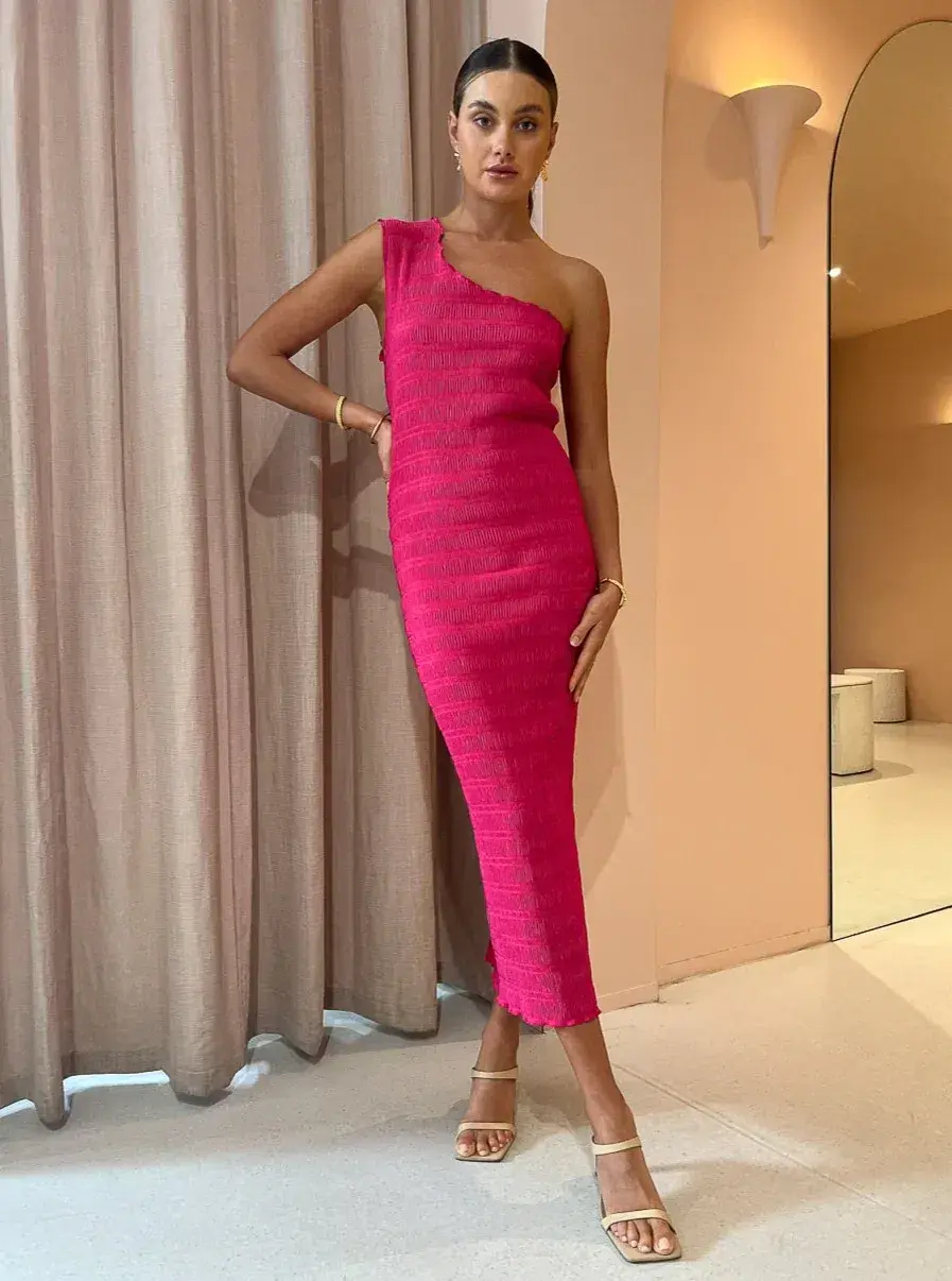 L'Idee Gigi Smocking Gown in Punch Pink Size 8 / S - Image 1