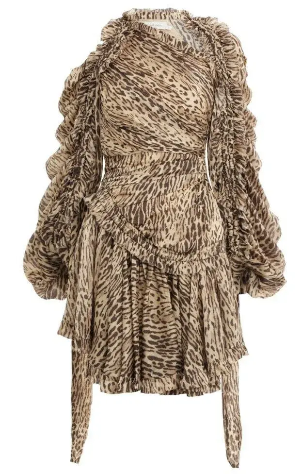 Zimmermann Espionage Drawn Mini Dress Animal Print Size 0 / Au 8 - Image 3