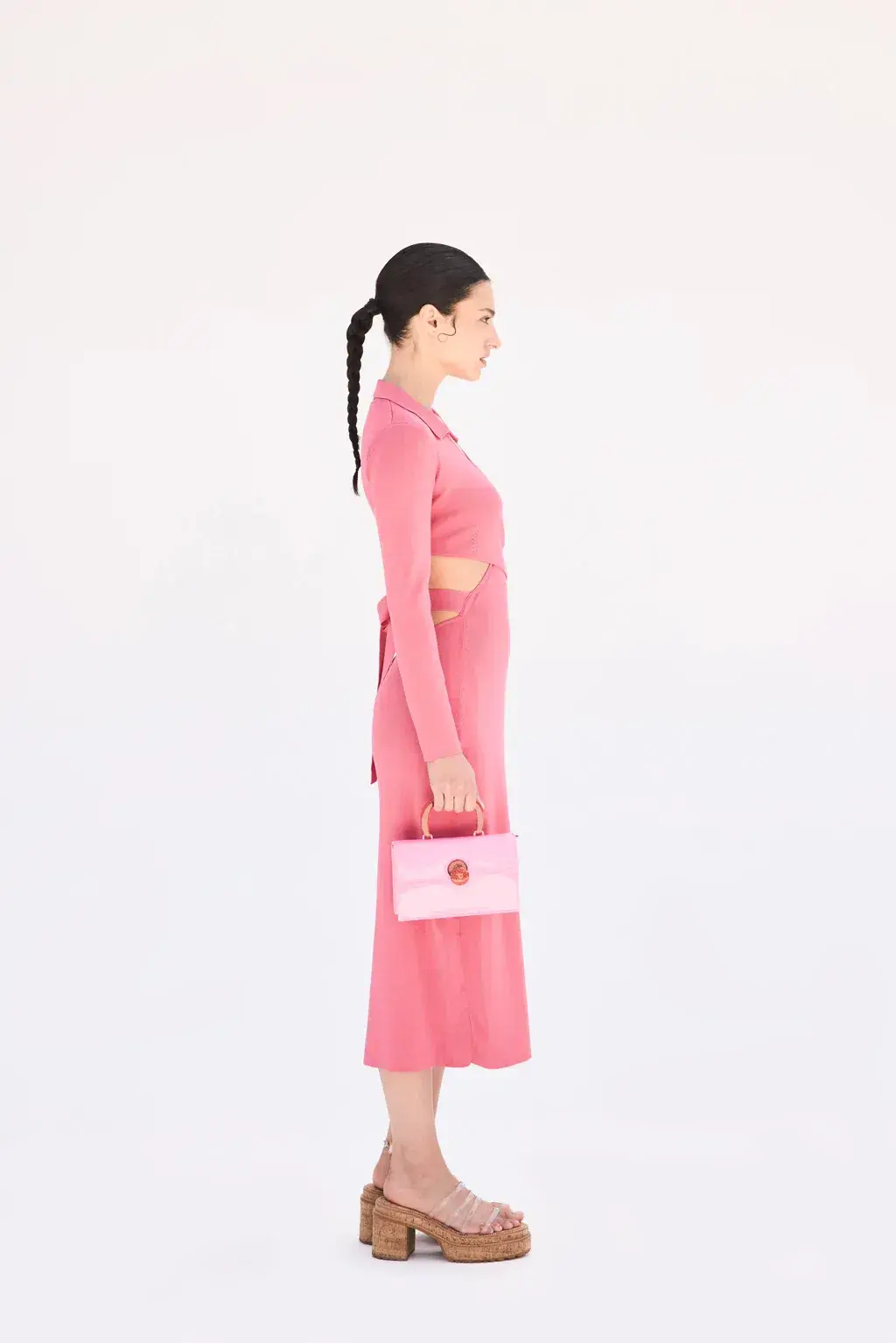 Cult Gaia Cristina Ribbed Knit Midi Dress Pink Size S / Au 8 - Image 2