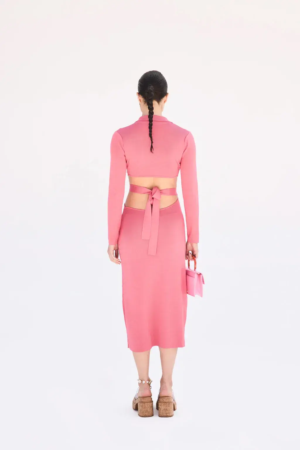 Cult Gaia Cristina Ribbed Knit Midi Dress Pink Size S / Au 8 - Image 3