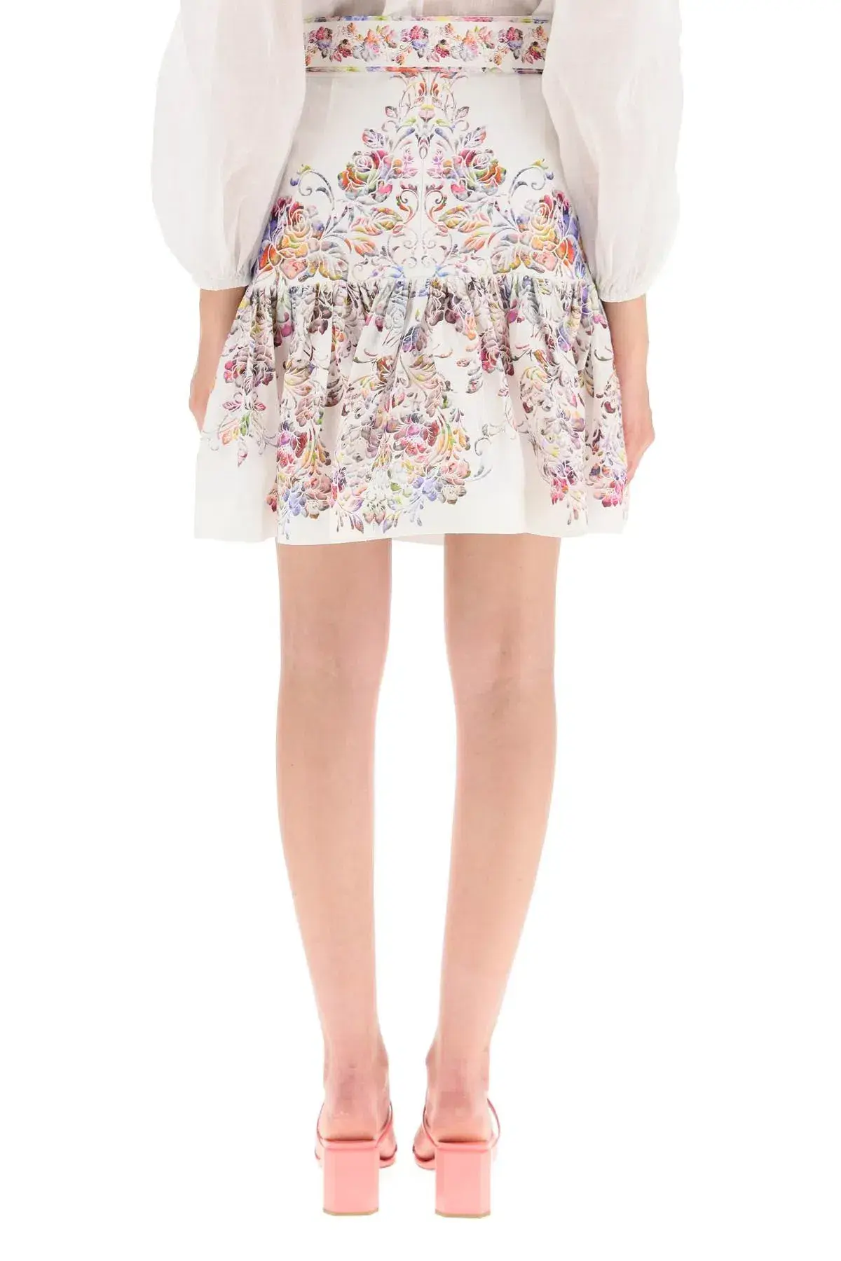 Zimmermann Prima Flip Linen Mini Skirt Floral Size 0P / Au 6P - Image 4