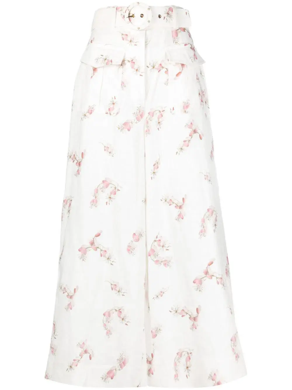 Zimmermann Dancer Wide Leg Belted Trousers White Floral Size 0 / Au 8 - Image 4