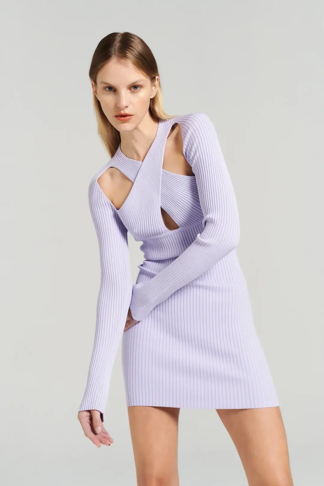 Henne Ollie Knit Dress Lilac Size 10 / M for rent on The Volte - main image