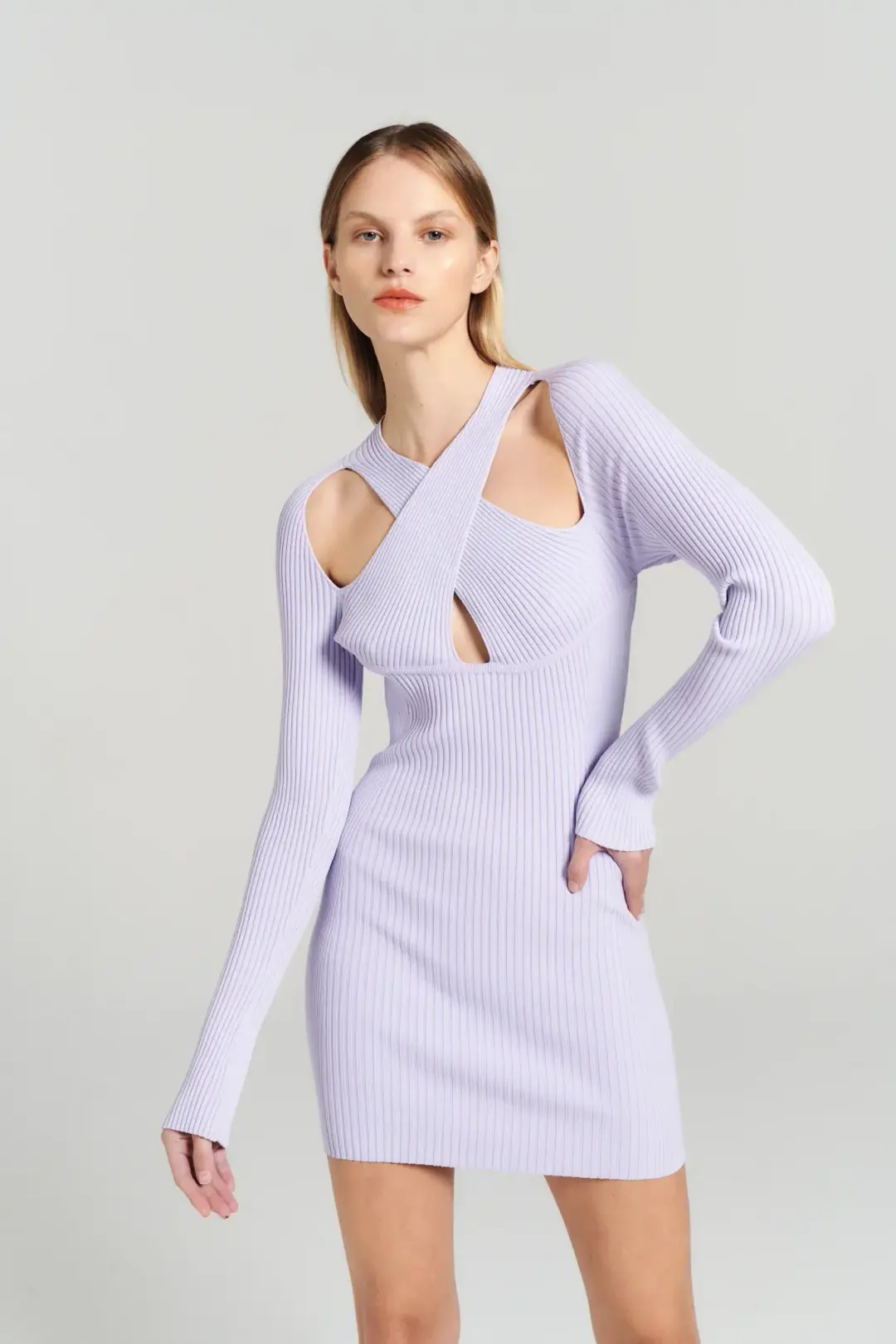 Henne Ollie Knit Dress Lilac Size 10 / M for rent on The Volte - main image