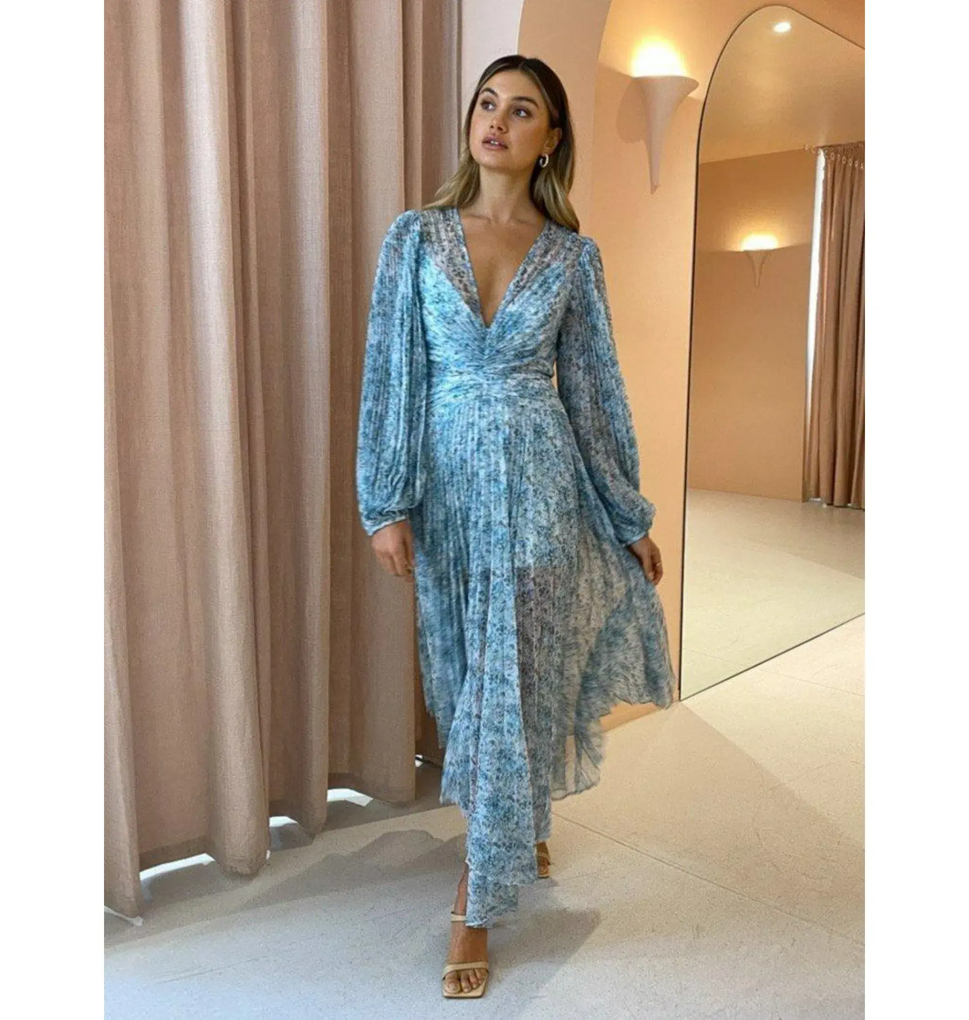 Acler Astone Dress In Blue Fields Size AU 12 - Image 2