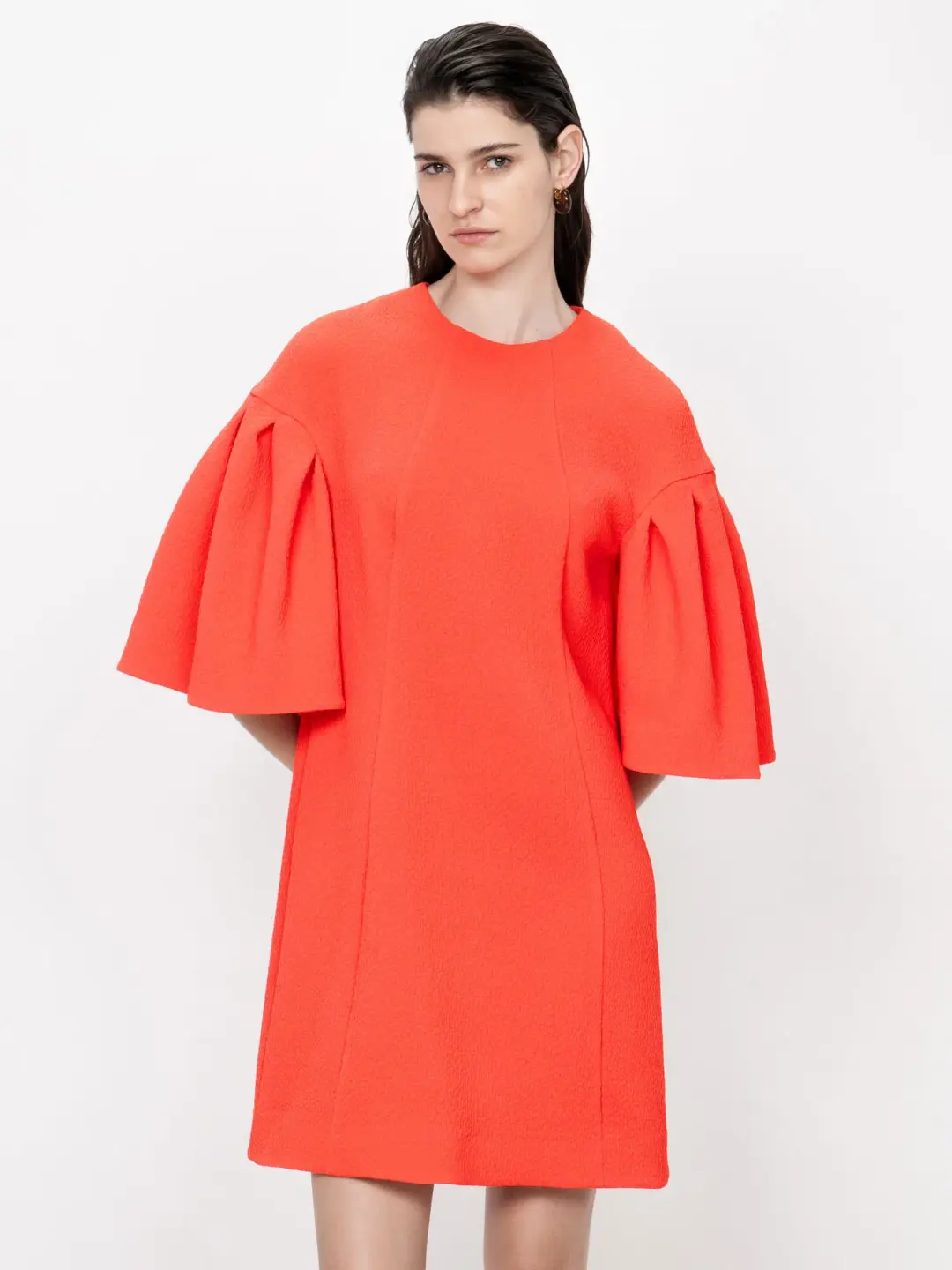 Veronika Maine Stretch Cloque Shift Dress Red/Orange Size 6 / XS for rent on The Volte - main image