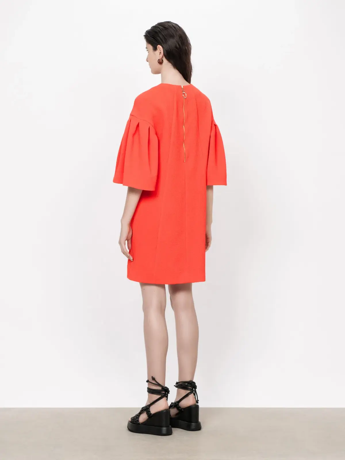Veronika Maine Stretch Cloque Shift Dress Red/Orange Size 6 / XS - Image 3