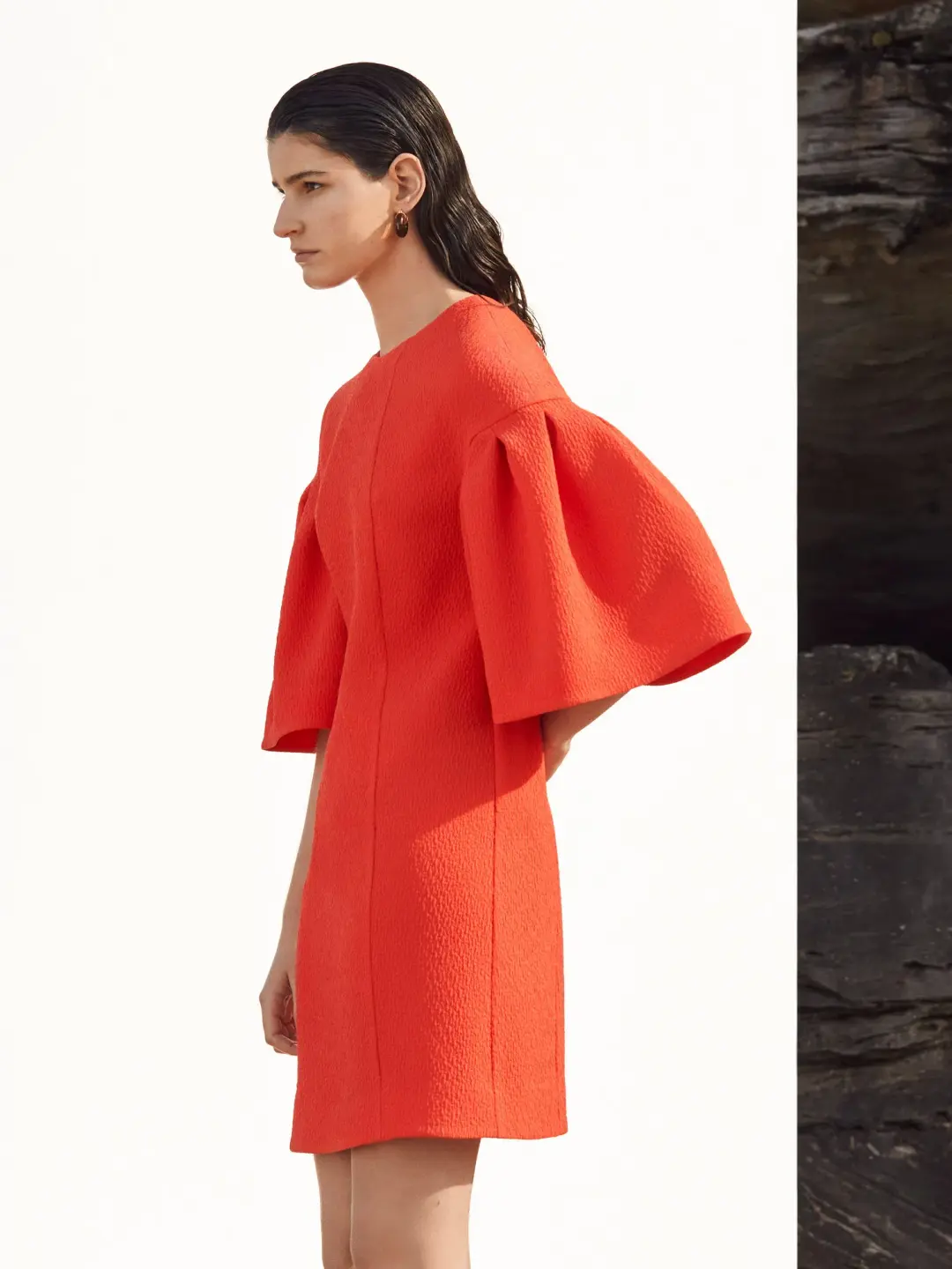 Veronika Maine Stretch Cloque Shift Dress Red/Orange Size 6 / XS for rent on The Volte - main image