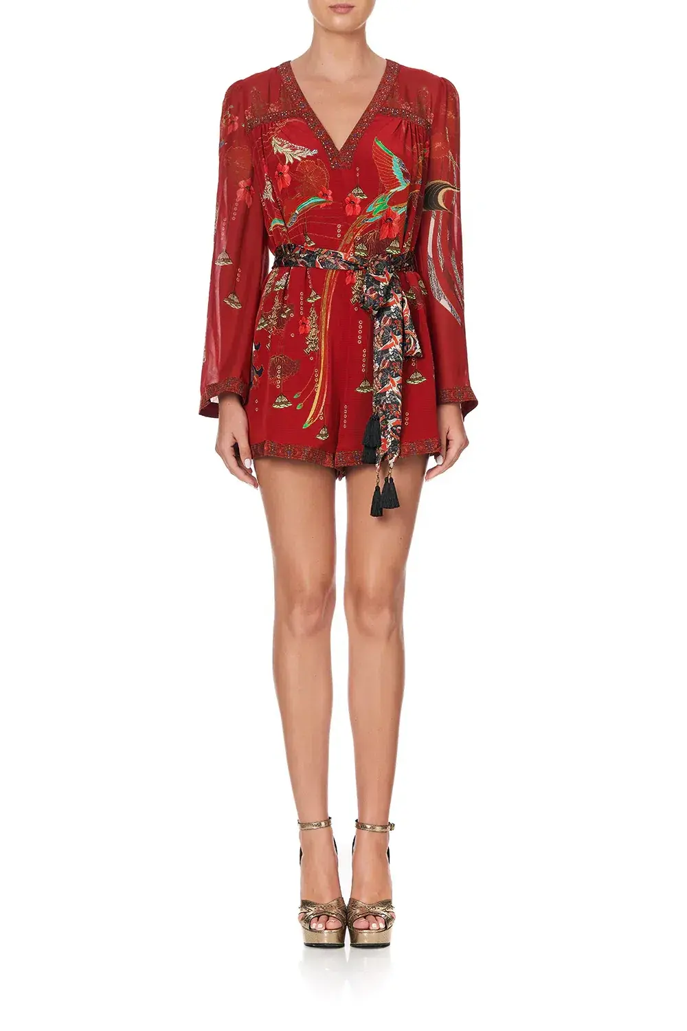 Camilla Panelled Playsuit with Belt Forbidden Fruit Size XS/AU 8 - Image 4
