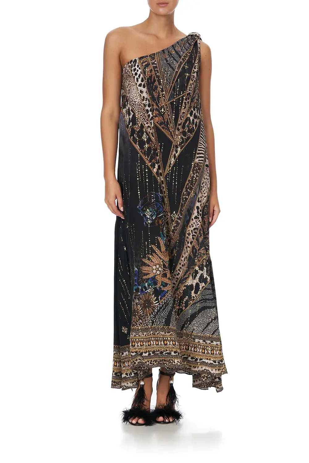 Camilla One Shoulder Long Dress Lady Stardust Print Size 8 - Image 1