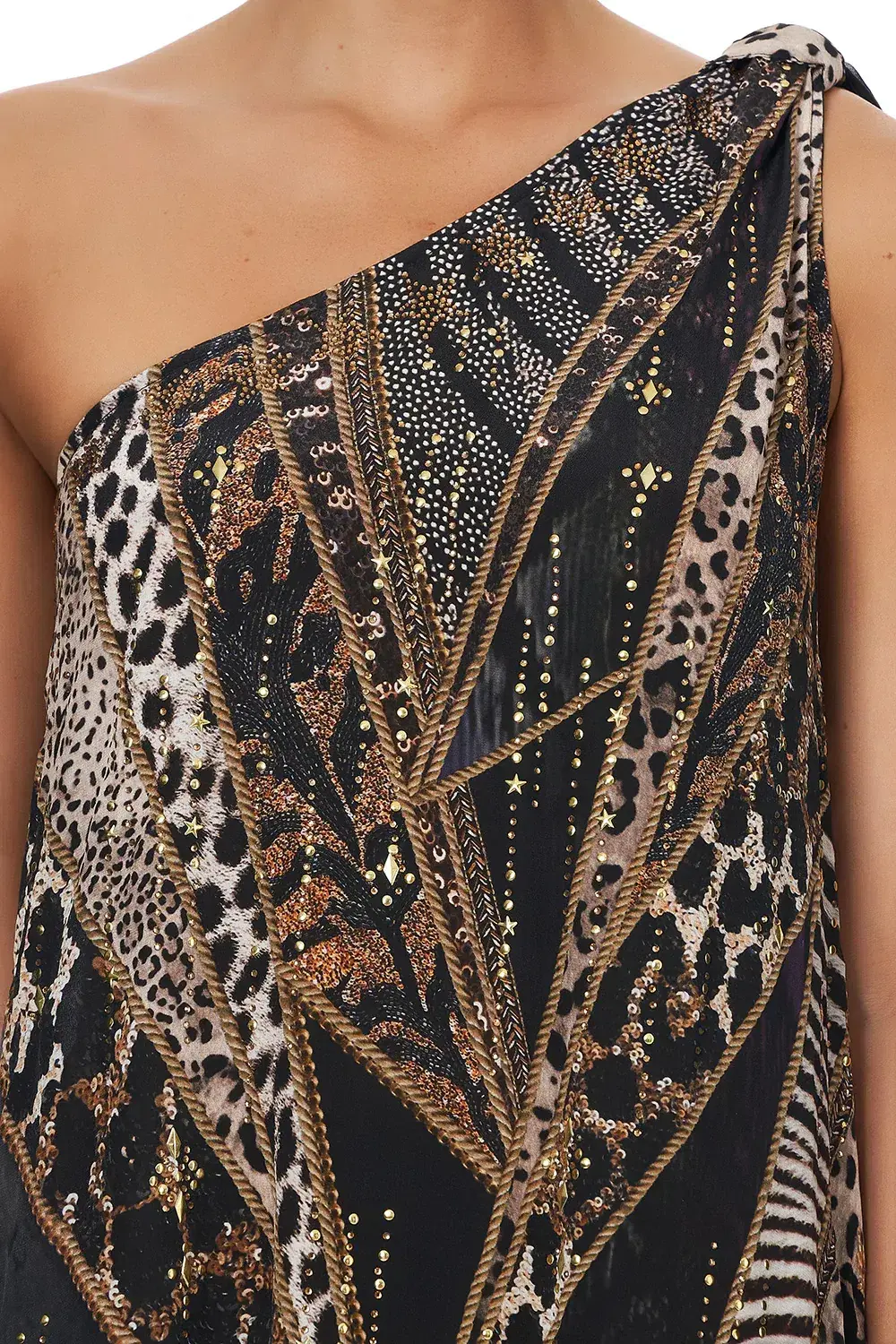 Camilla One Shoulder Long Dress Lady Stardust Print Size 8 - Image 5