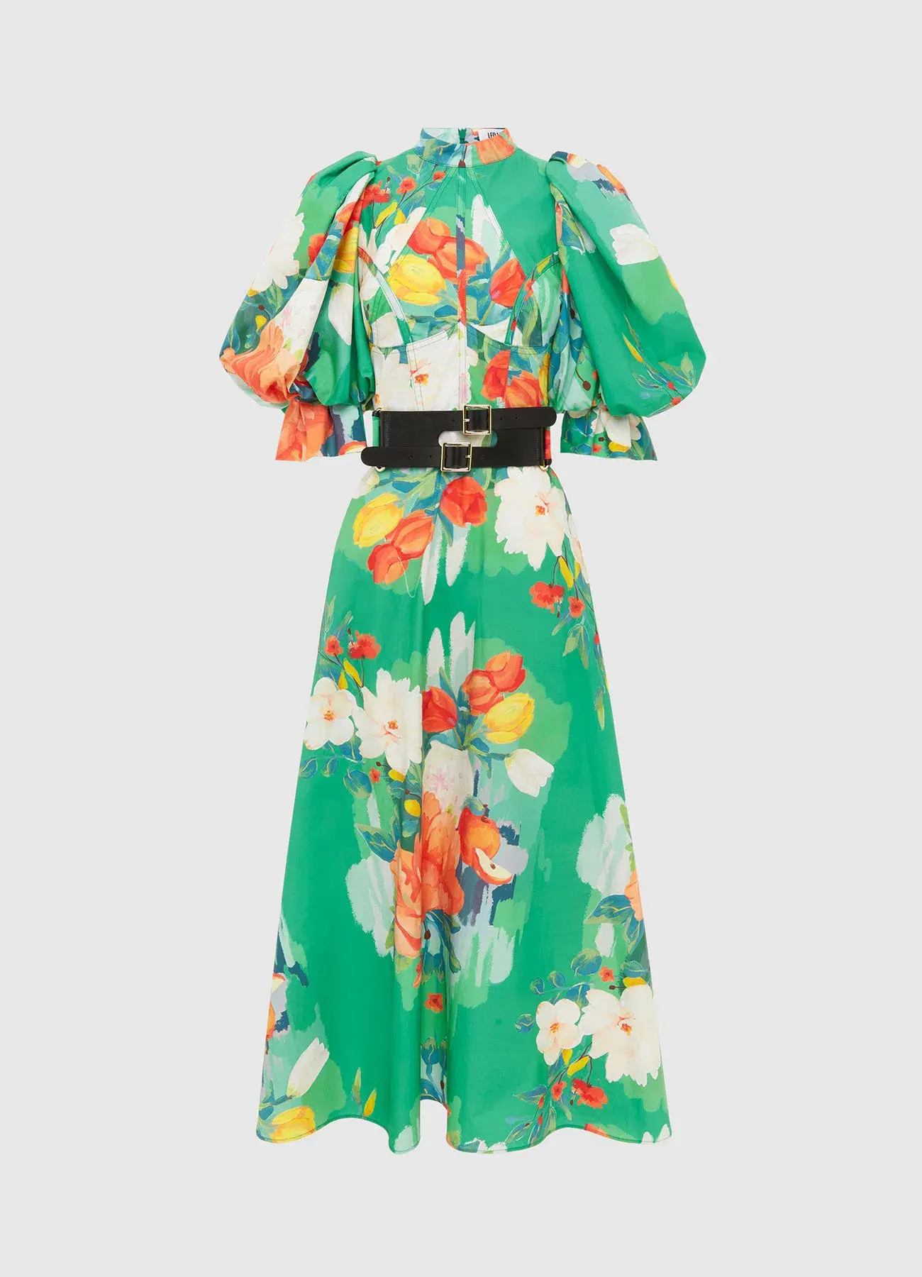 Leo Lin Florescence Midi Dress Green Floral Size 14  - Image 2