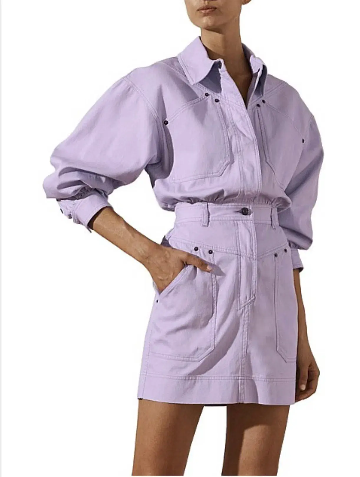 Shona Joy Chiara Utility Dress Lavender Size 6 - Image 2