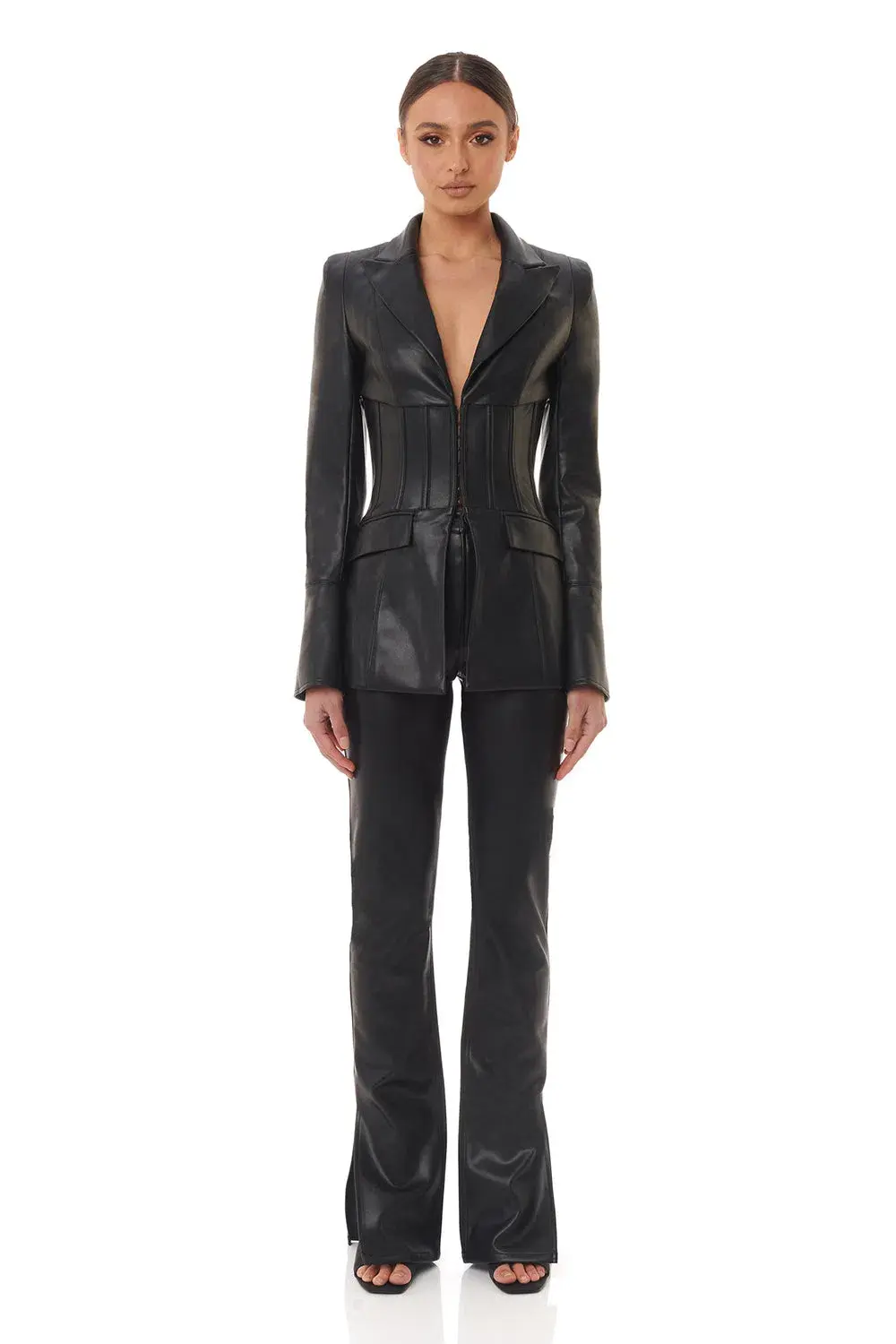 Eliyah the Label Kirstin Leather Blazer Black Size 8  - Image 1
