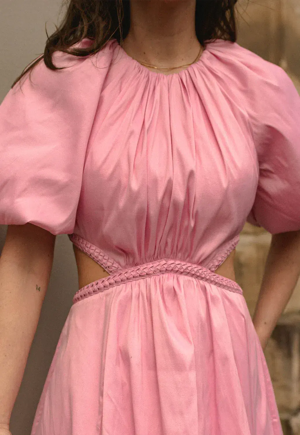 Aje Capucine Puff Sleeve Midi Dress Pink Size 8 - Image 2