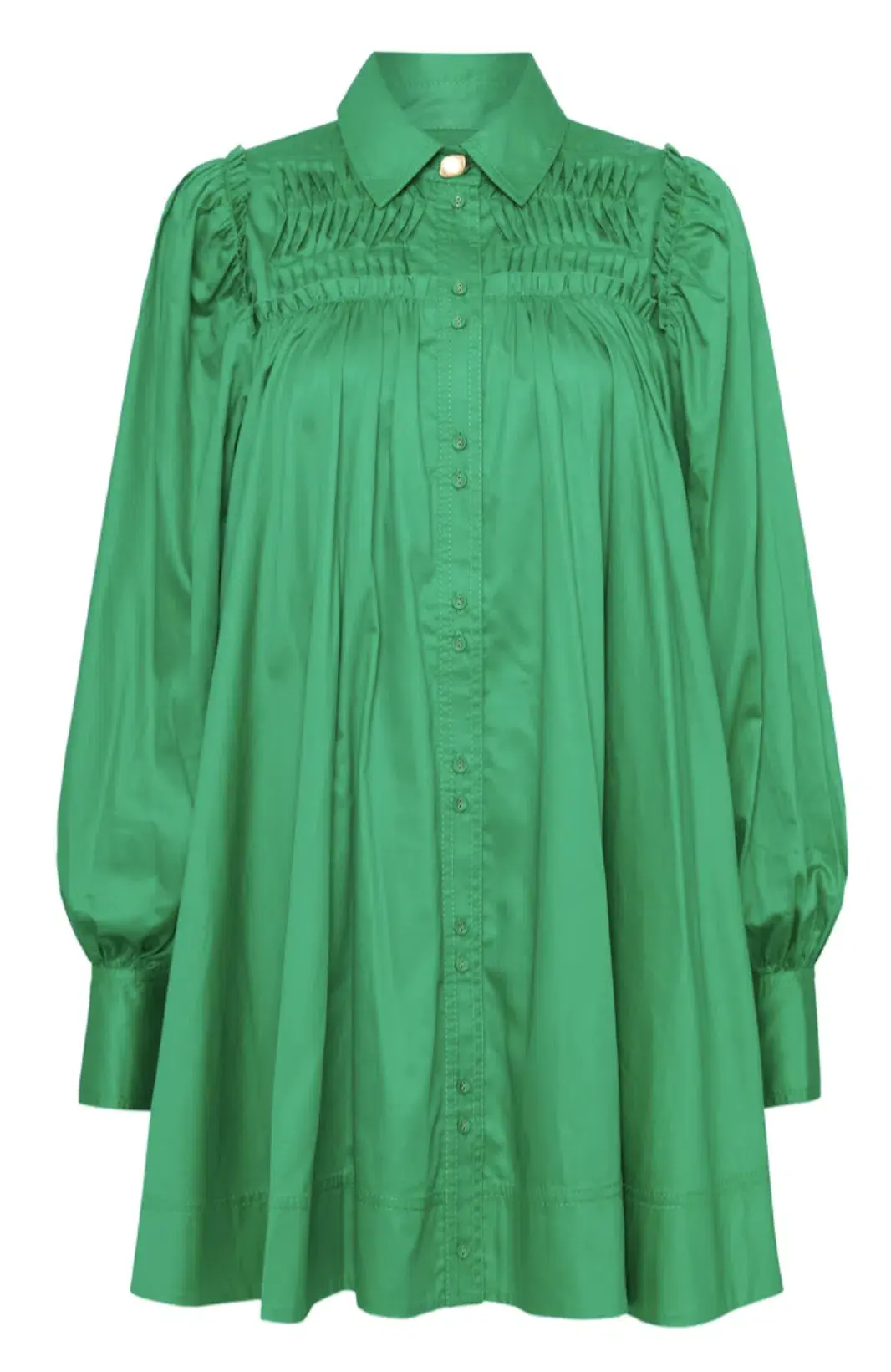 Aje Tidal Tucked Smock Mini Dress Green Size 6 - Image 3
