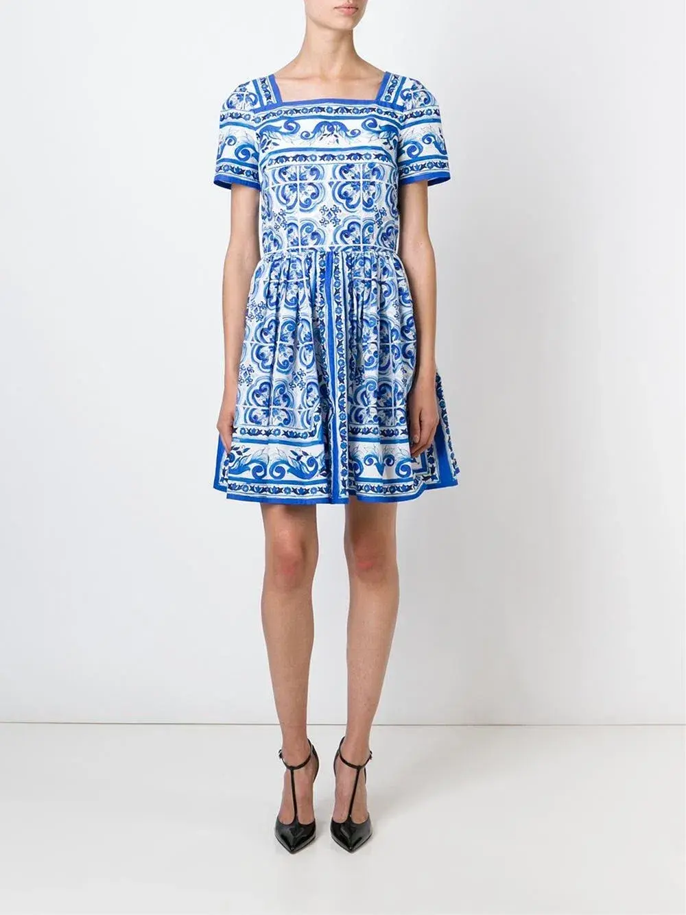 Dolce & Gabbana Majolica Mini Dress Print Size AU 6 - Image 1