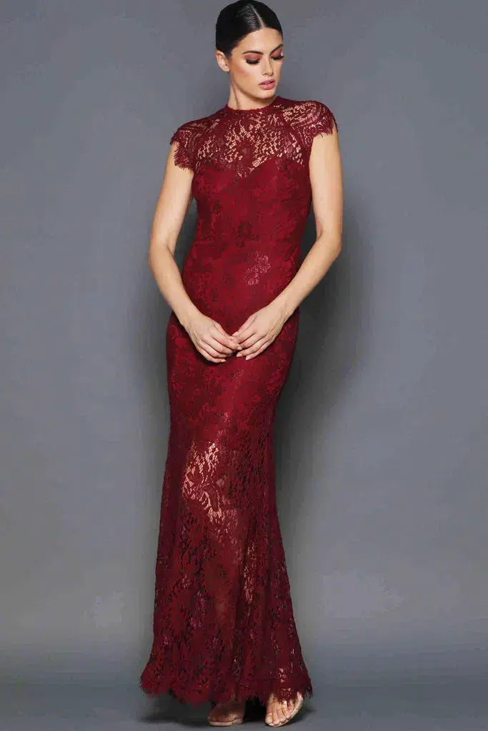 Elle Zeitoune Demi Gown Wine Size 14 - Image 1