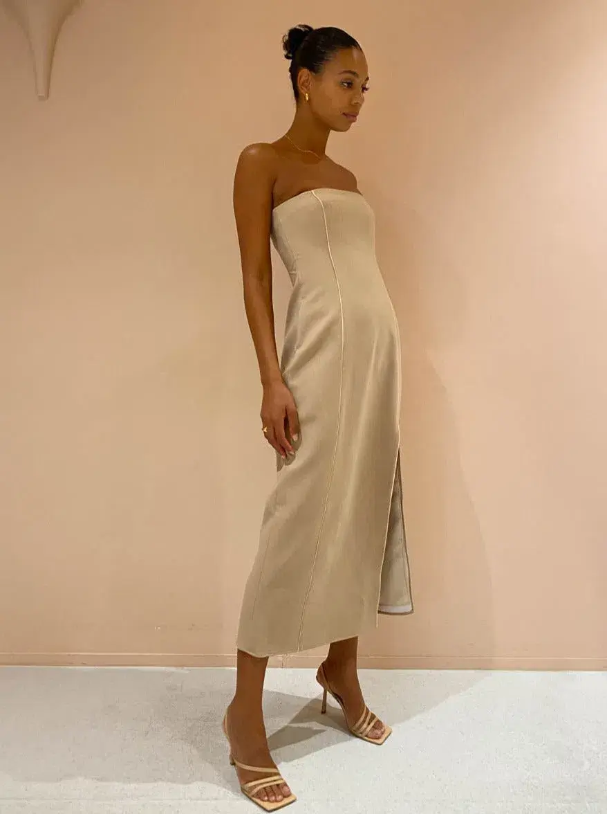 Sir The Label Monte Strapless Dress in Tan Size 2 - Image 2