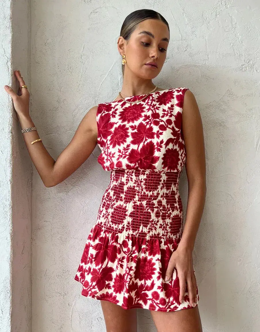 Sir the Label Cinta Open Back Dress Valentina Floral Red Size 1 / AU 8 - Image 3