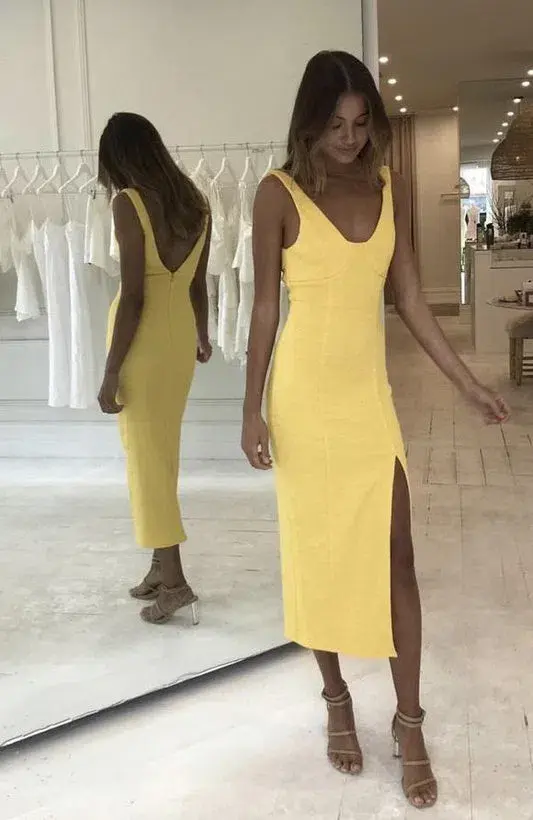 Bec & Bridge Cle'mence Midi Dress Yellow Size 8 - Image 4