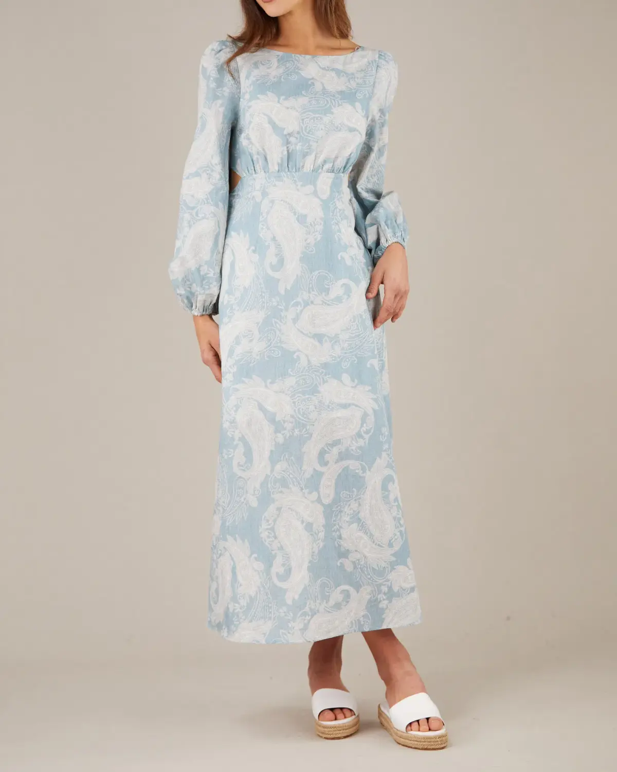 Amelius Bohemia Linen Maxi Dress Blue Size 8 / S - Image 1