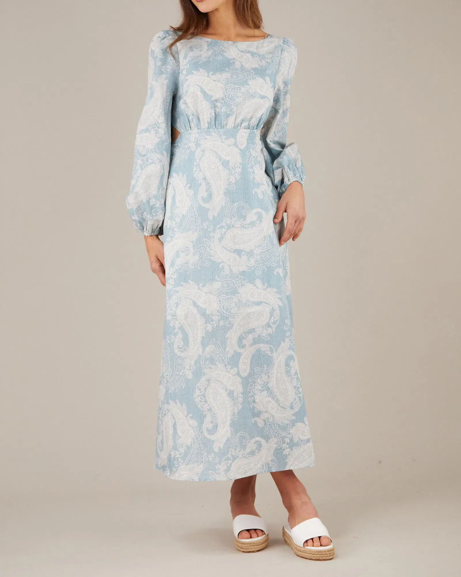 Amelius Bohemia Linen Maxi Dress Blue Size 8 / S - Image 1