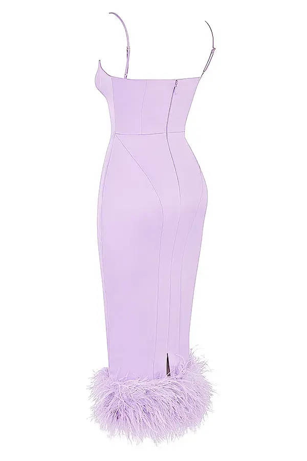 House of CB Helena Satin Midi Dress Orchid Purple Size 6 - Image 5