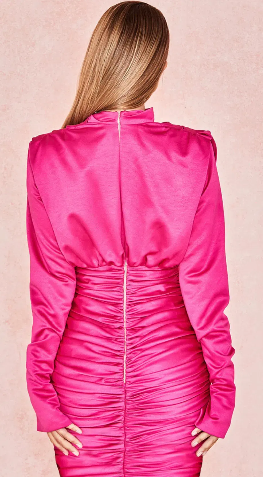 House of CB Giorgiana Satin Draped Mini Dress Hot Pink Size 6 - Image 3