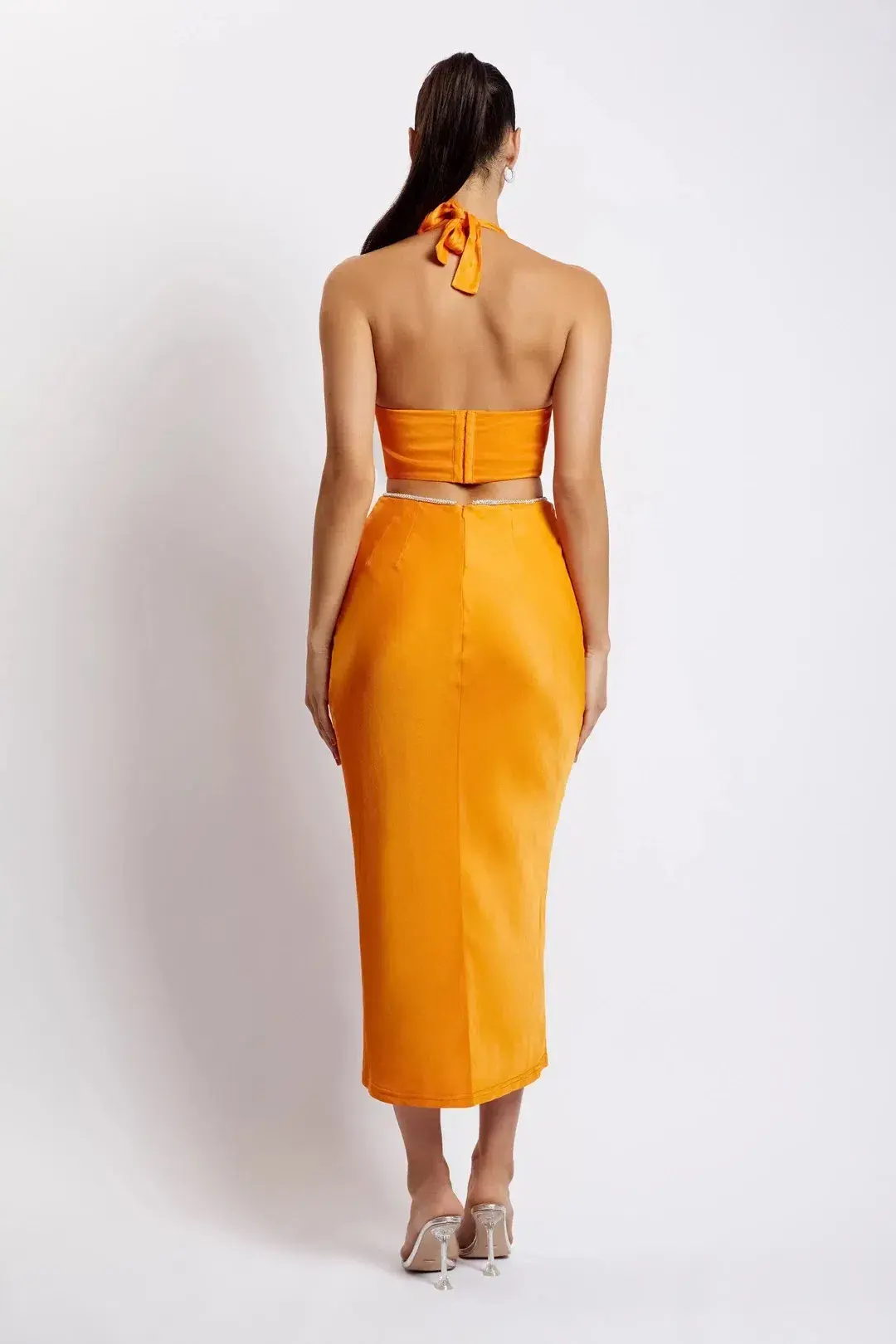 Meshki Lila Diamante Rope Midi Dress in Mandarin Size 12  - Image 2