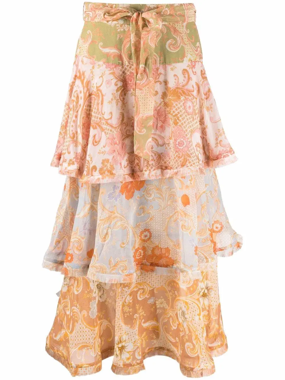 Zimmermann Postcard Flounce Midi Skirt Multi Size 0P/Au 6 - Image 3