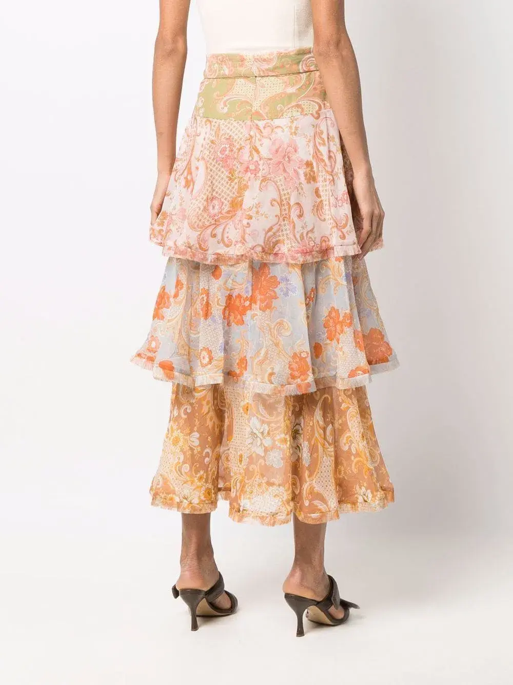 Zimmermann Postcard Flounce Midi Skirt Multi Size 0P/Au 6 - Image 2