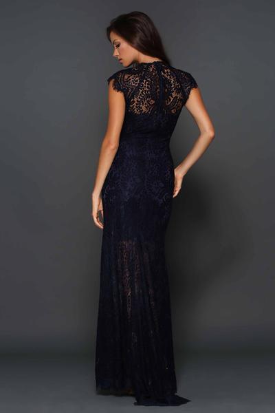 Elle Zeitoune Demi Lace Gown Navy Size 12 - Image 2