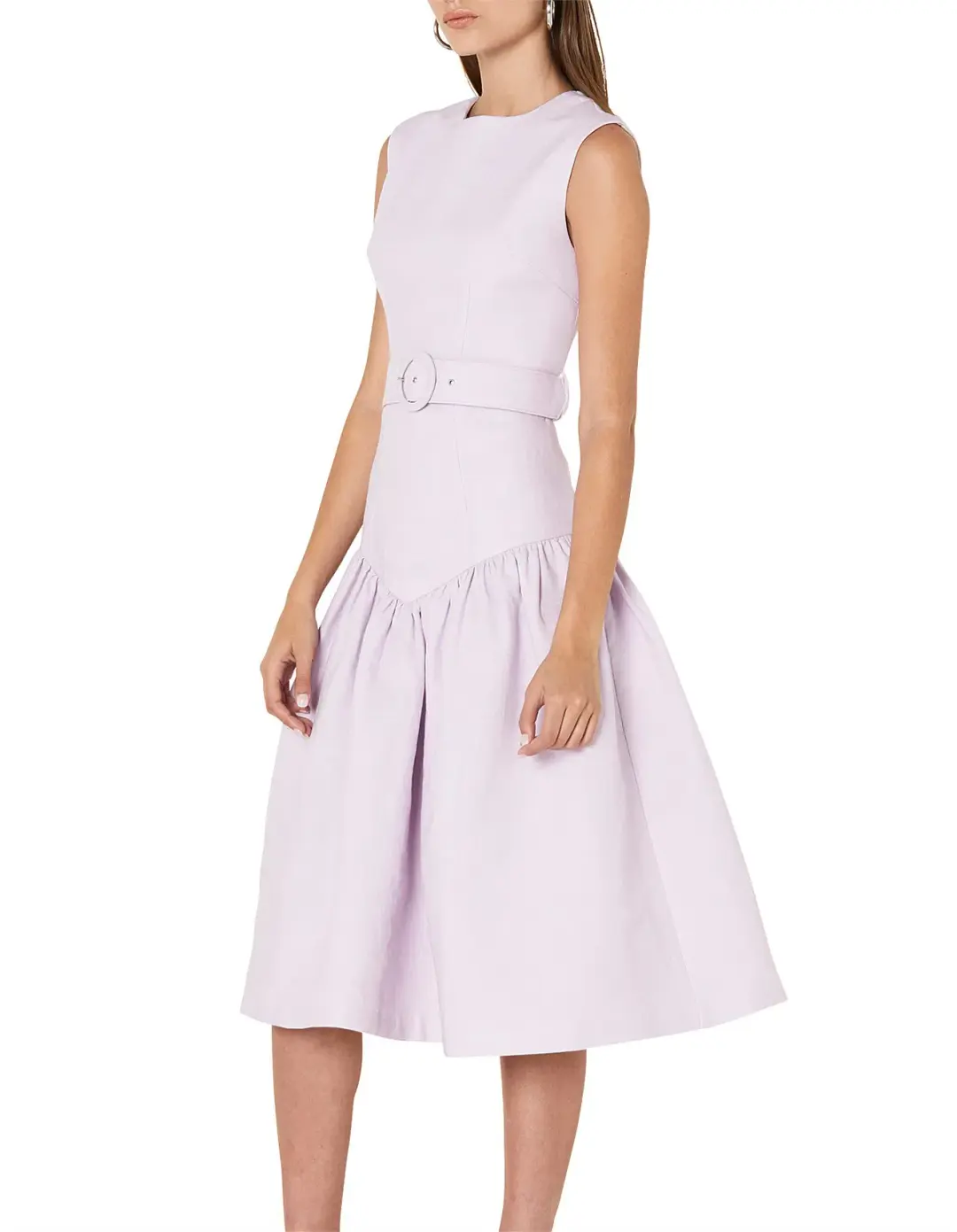 By Johnny Belted V Drop Dress Lilac Size 10 for rent on The Volte - main image