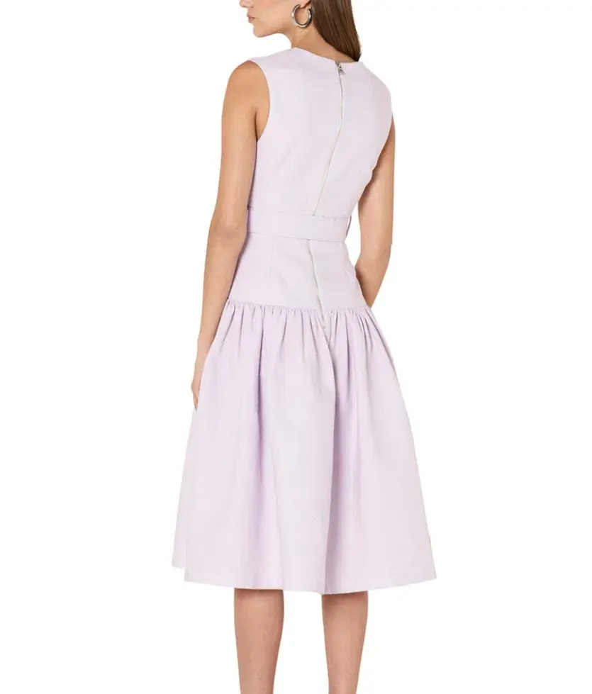 By Johnny Belted V Drop Dress Lilac Size 10 - Image 2