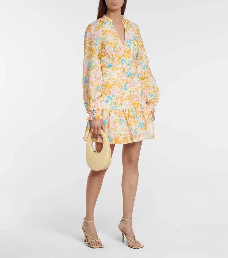 Rebecca Vallance Ottoman Long Sleeve Belted Mini Dress Print Size 6 - Image 1