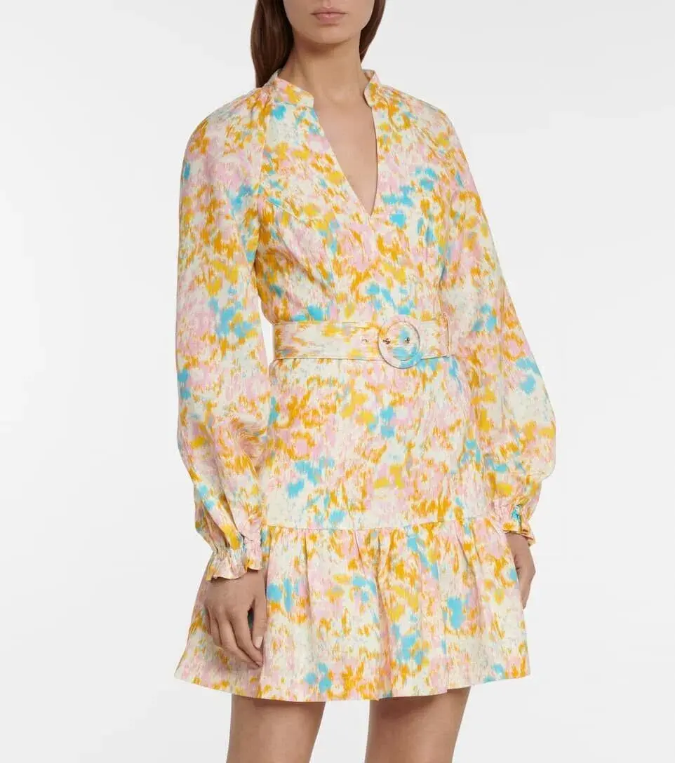 Rebecca Vallance Ottoman Long Sleeve Belted Mini Dress Print Size 6 - Image 2