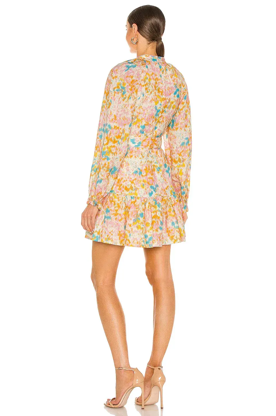 Rebecca Vallance Ottoman Long Sleeve Belted Mini Dress Print Size 6 - Image 3