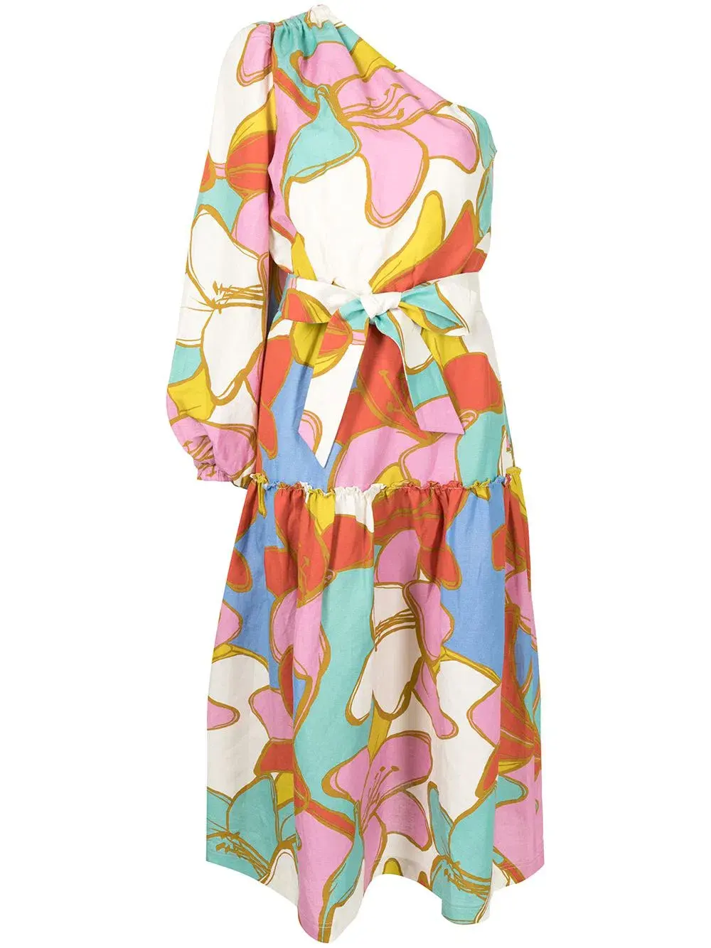 Rebecca Vallance Tirano One Shoulder Midi Dress Print Size 6 - Image 5