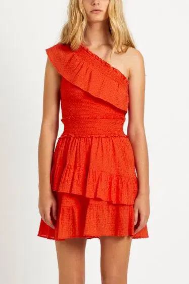 Steele Bisou One Shoulder Mini Dress Red Size M - Image 1