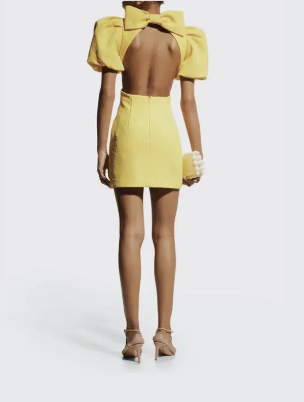 Rebecca Vallance Jaclyn Cut Out Mini Dress Yellow Size 8 - Image 4