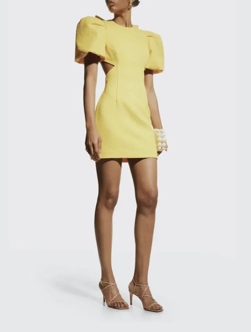 Rebecca Vallance Jaclyn Cut Out Mini Dress Yellow Size 8 - Image 3
