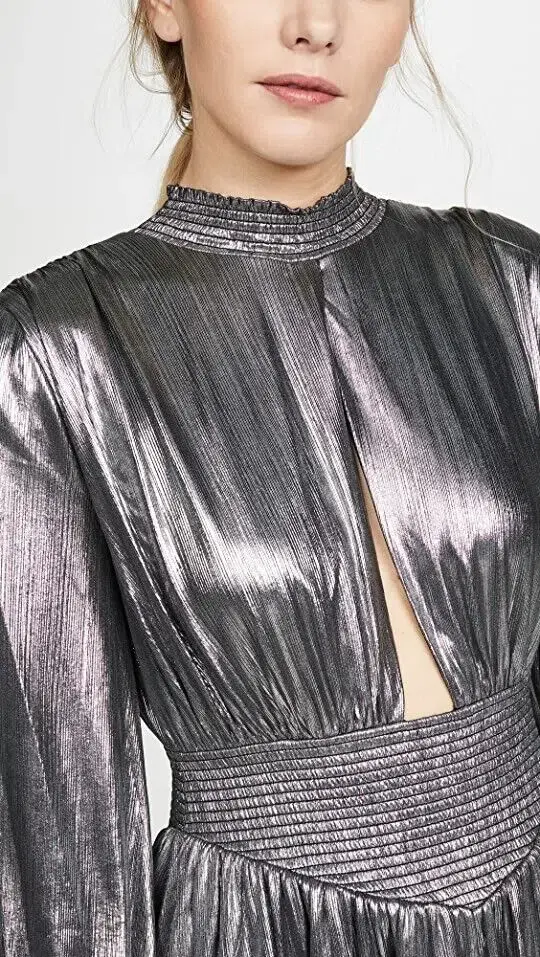 Retrofête Melody Long Sleeve Mini Dress Gunmetal Size 8 - Image 2