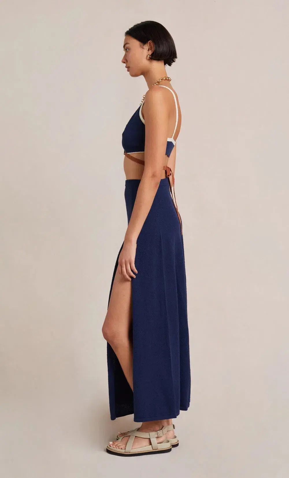 Bec & Bridge Enzo Twist Knit Top Size 8 & Skirt Size 10 Set Blue - Image 4