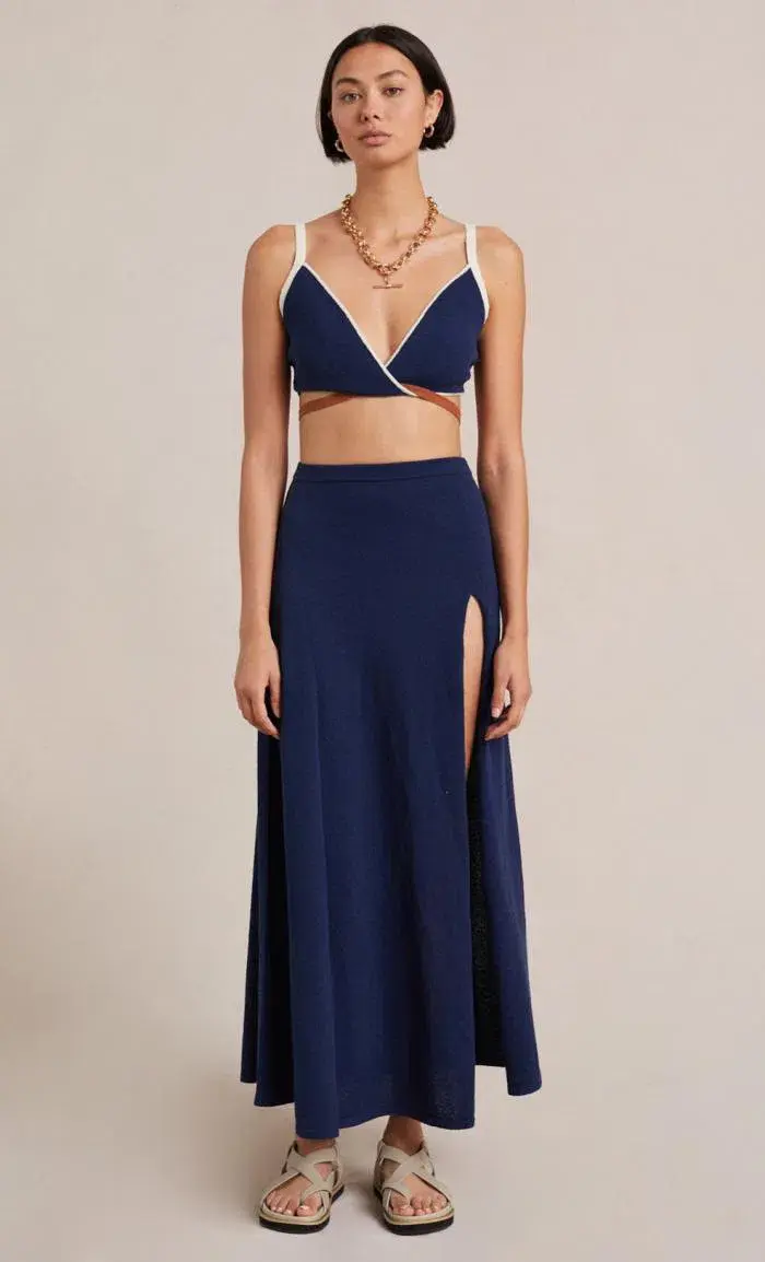 Bec & Bridge Enzo Twist Knit Top Size 8 & Skirt Size 10 Set Blue - Image 1