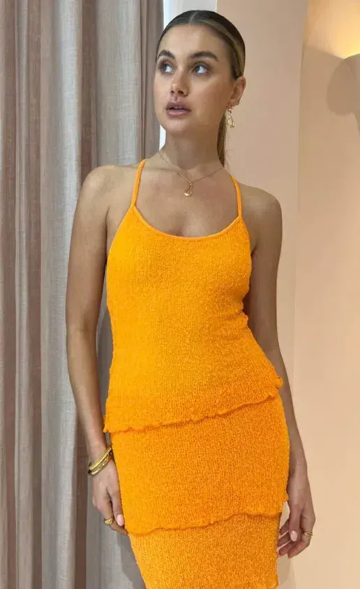 Ambra Madalena Greta Frill Gown Orange Size 10 - Image 2