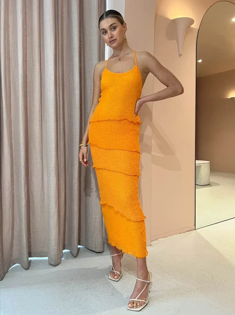 Ambra Madalena Greta Frill Gown Orange Size 10 - Image 1