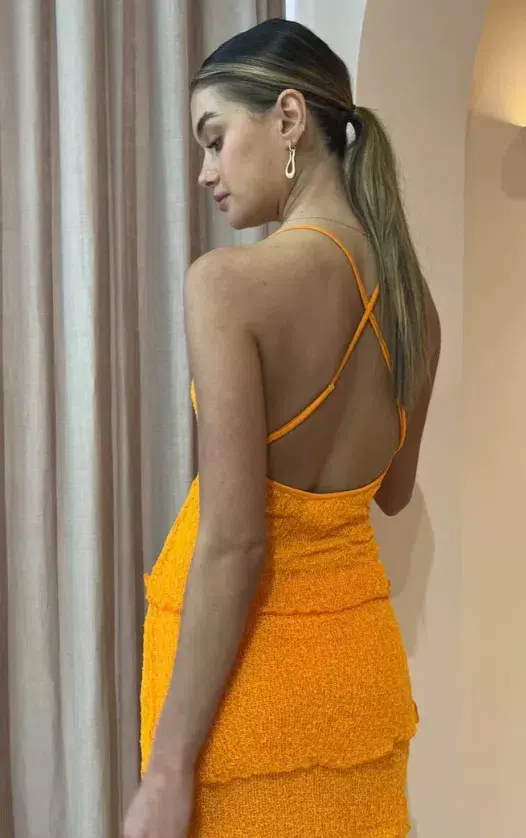 Ambra Madalena Greta Frill Gown Orange Size 10 - Image 5
